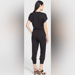 Loveappella Black Short Sleeve Wrap Top Jumpsuit Size PXL NWT